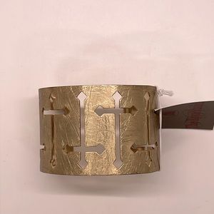 Goldtone multi cross cuff bracelet